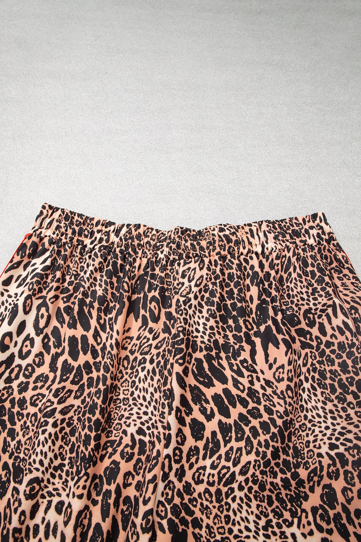 Khaki Leopard Print Colorblock Side Stripes Wide Leg Full Length Plus Size Pants 🇺🇸