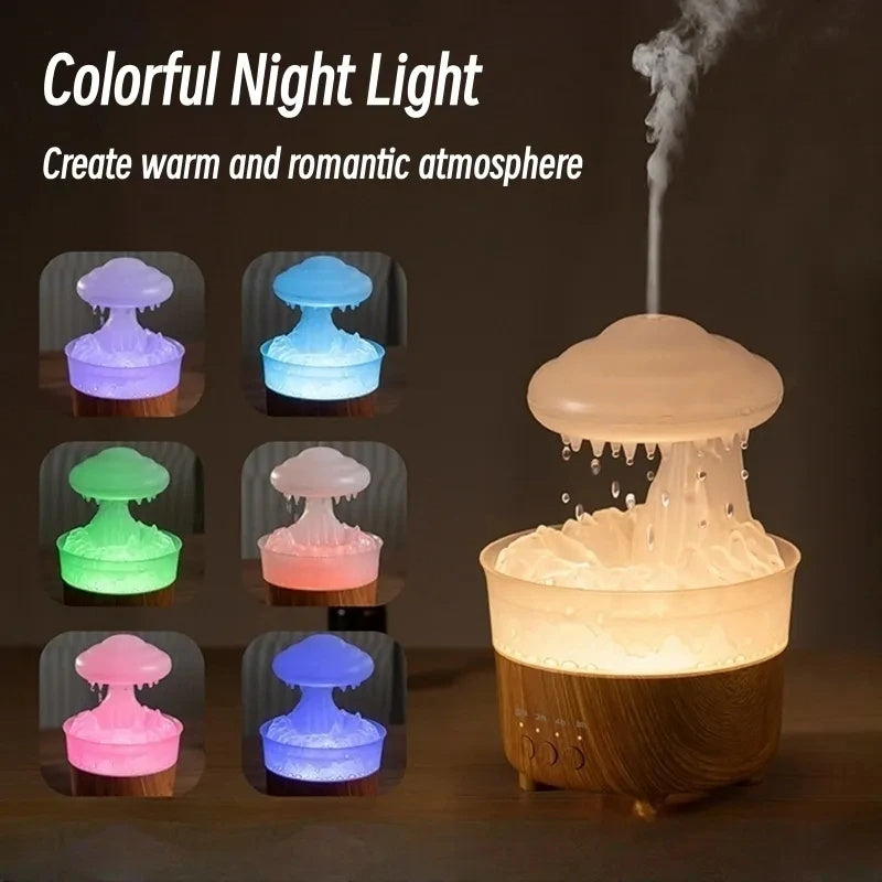 Rain Cloud Night Light Humidifier With Raining Water Drop Sound And 7 Color Led Light Essential Oil Diffuser Aromatherapy 🇨🇳