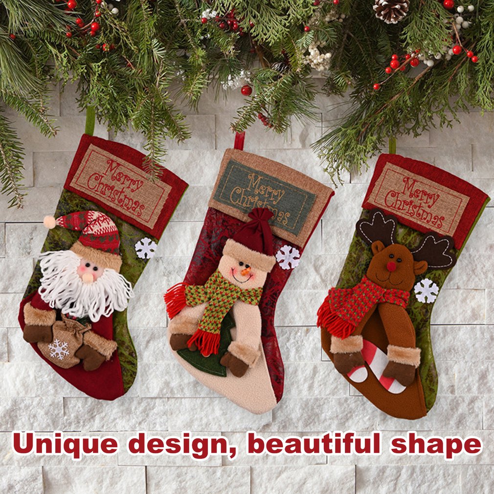 Christmas Stocking Socks Snowman Santa Elk Xmas Fireplace 🎄 🇬🇧