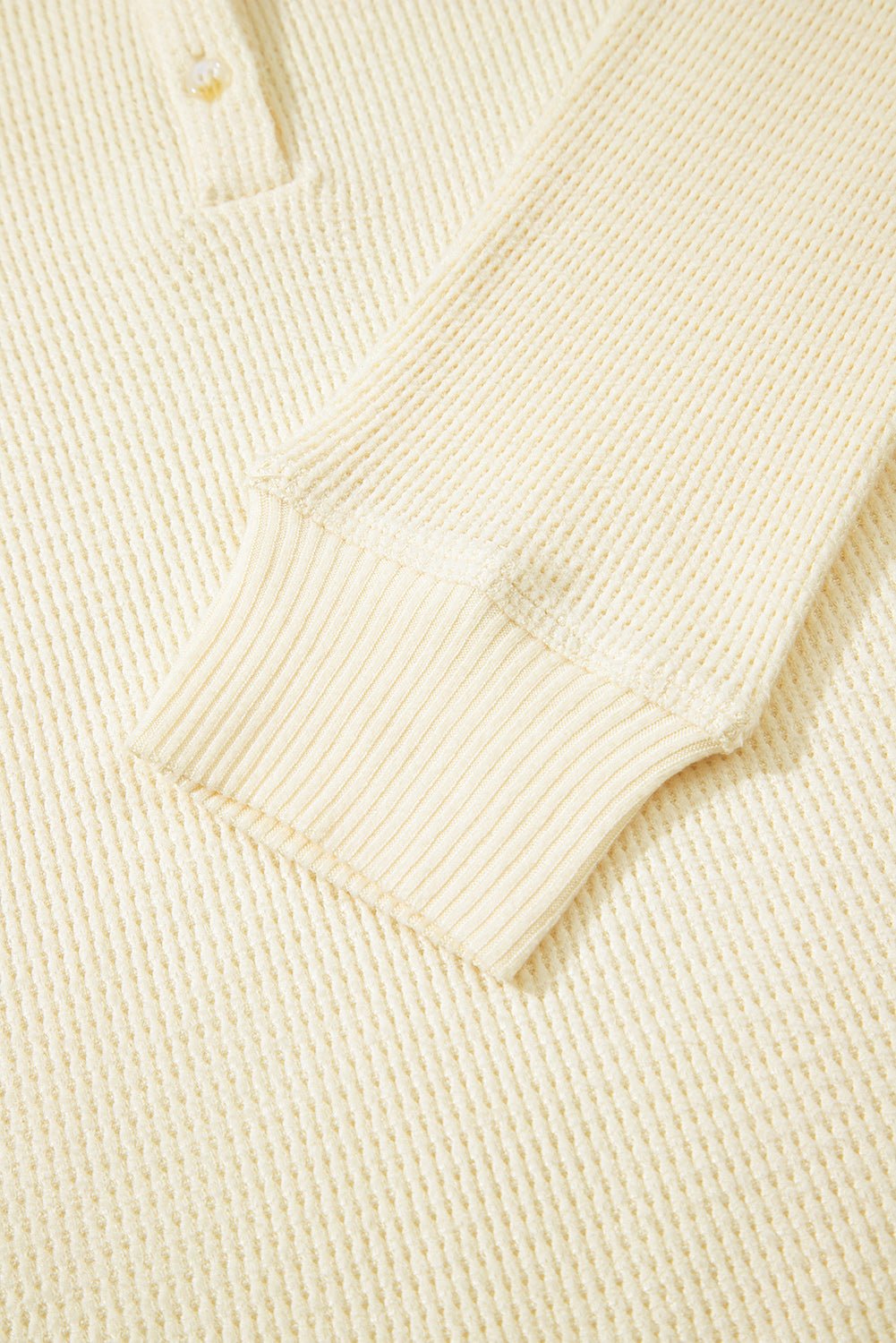 Oatmeal Textured Knit Half Buttons Henley Top 🇺🇸