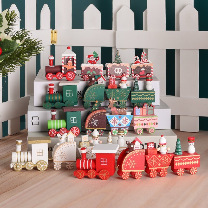 Christmas Decorations Wooden Train Children's Gifts Christmas Small Gifts Window Decoration 🇨🇳