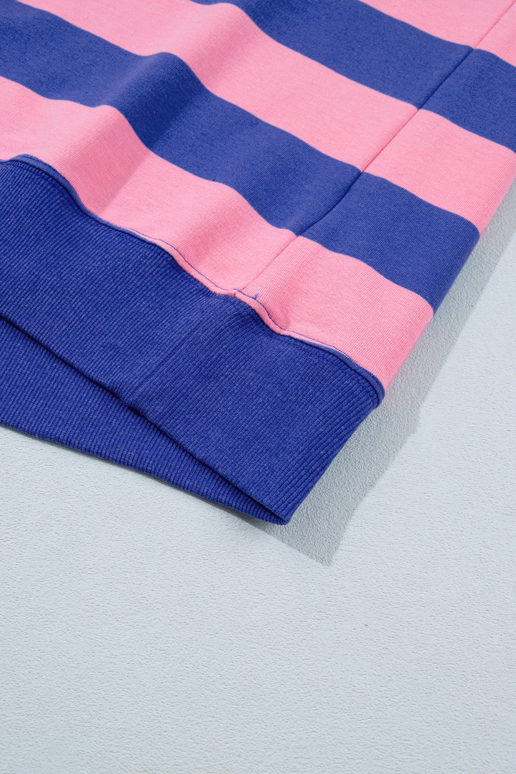 Blue Stripe Colorblock Mock Neck Relaxed Sweatshirt 🇺🇸