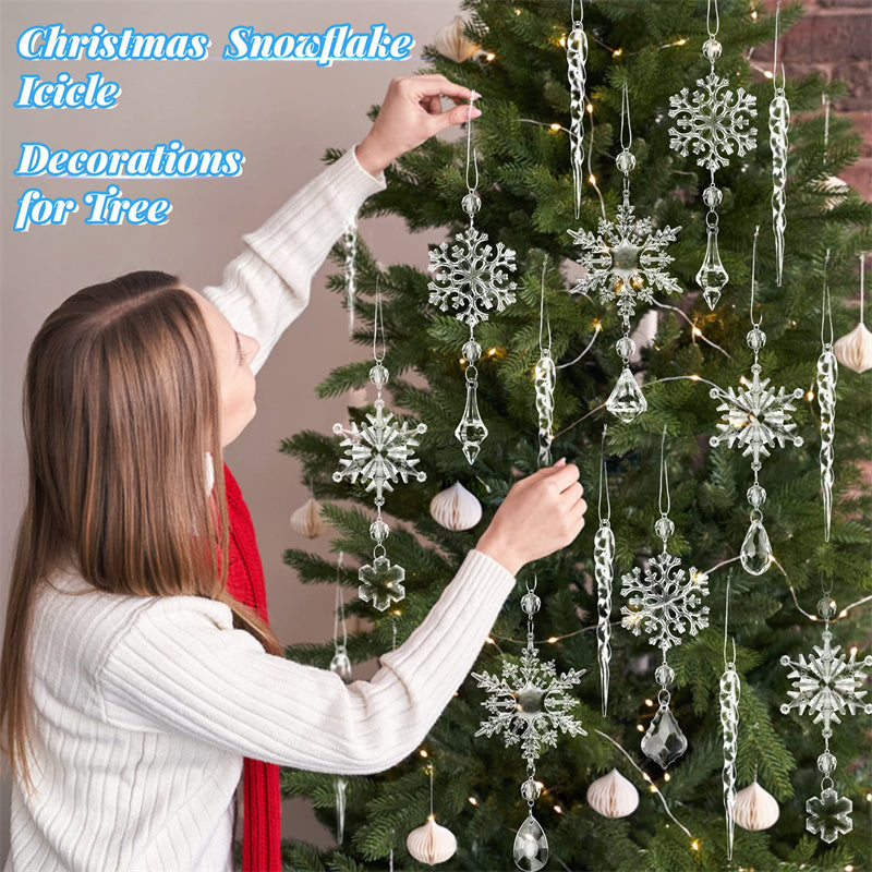 10pcs Christmas Tree Hanging Pendants Acrylic Ice Strip Snow Ceiling Xmas Ornaments New Year Christmas Decoration Home Decor 🇨🇳