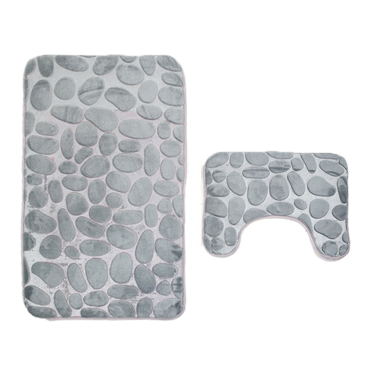 Bathroom Anti-slip Mat Pebble Stone Carpet Toilet Floor Mat Set Bathroom 🇨🇳
