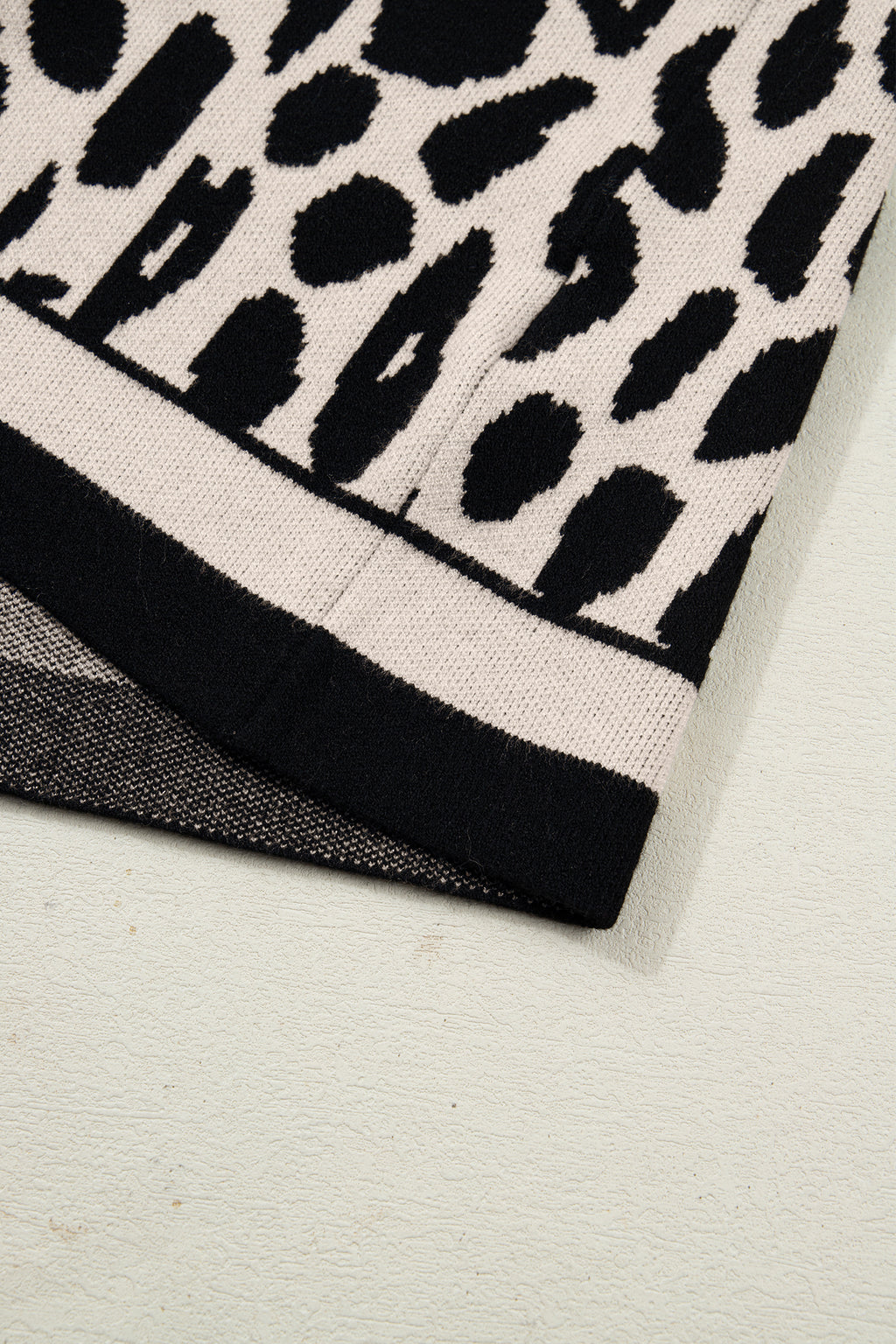 Black Leopard Print High Neck Short Sleeve Sweater 🇺🇸