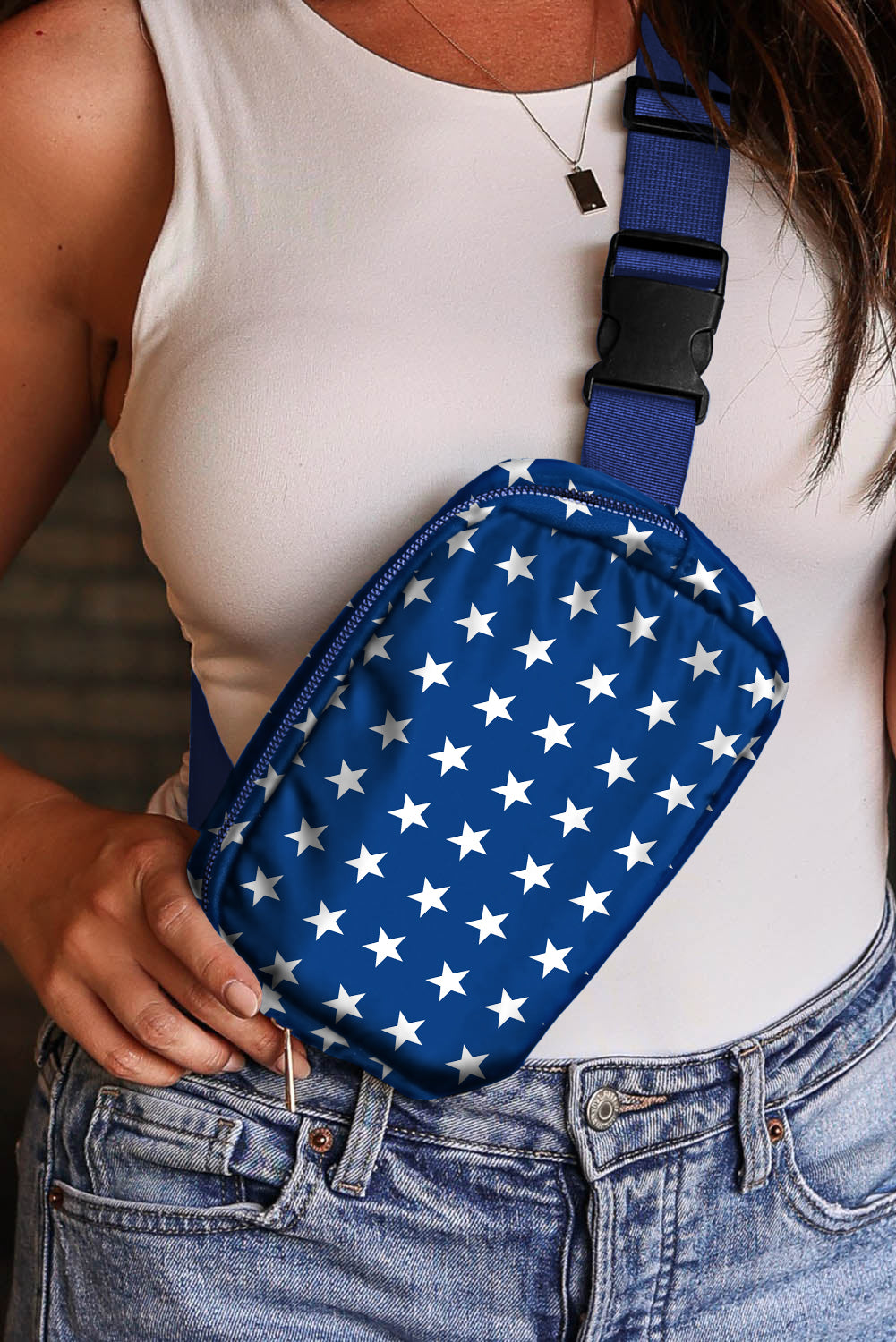 Bluing Independent Day Flag Star Printed Crossbody Bag 🇨🇳