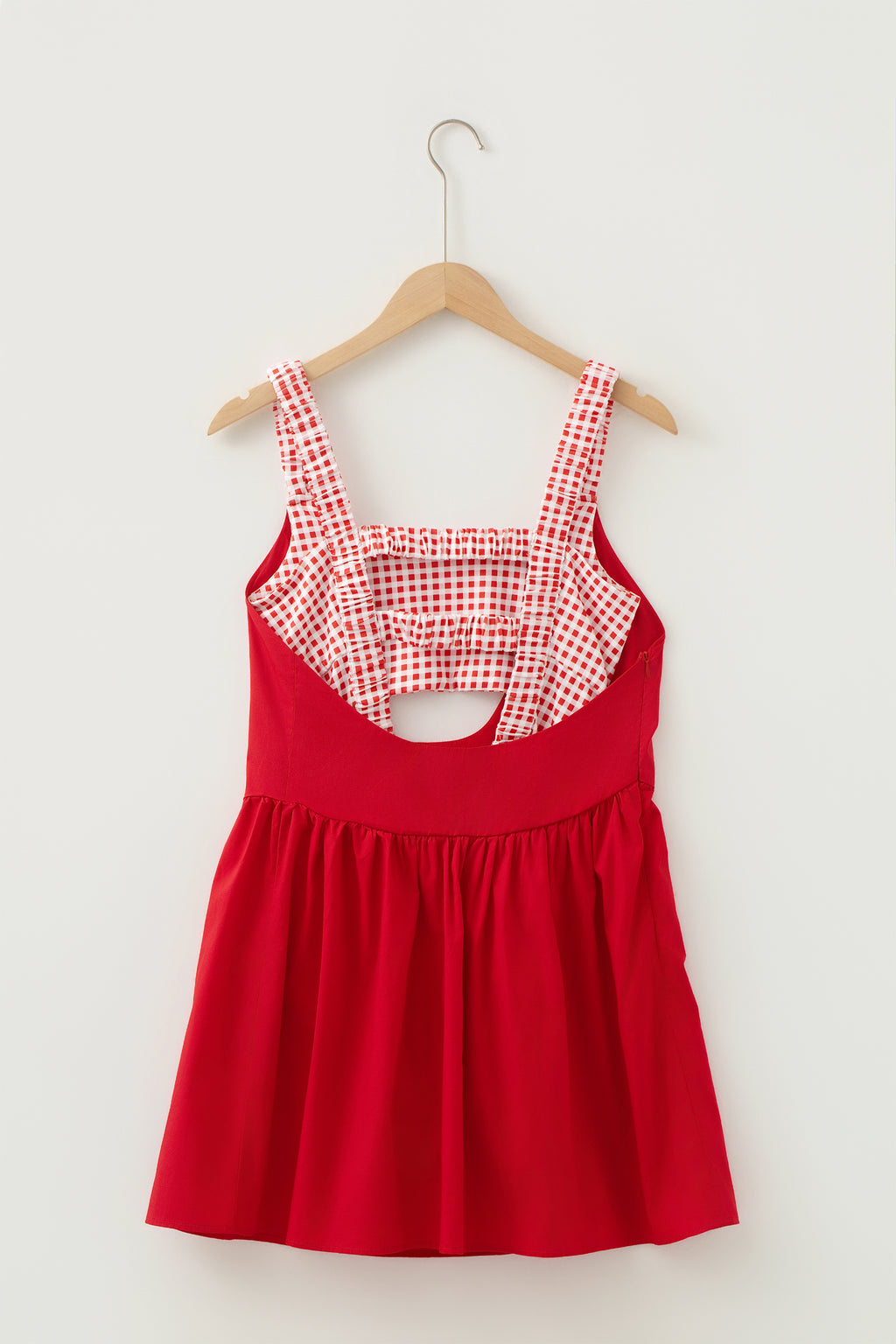 Yellow Cream Faux Two Piece Gingham Contrast Patchwork Loose Mini Dress 🇺🇸