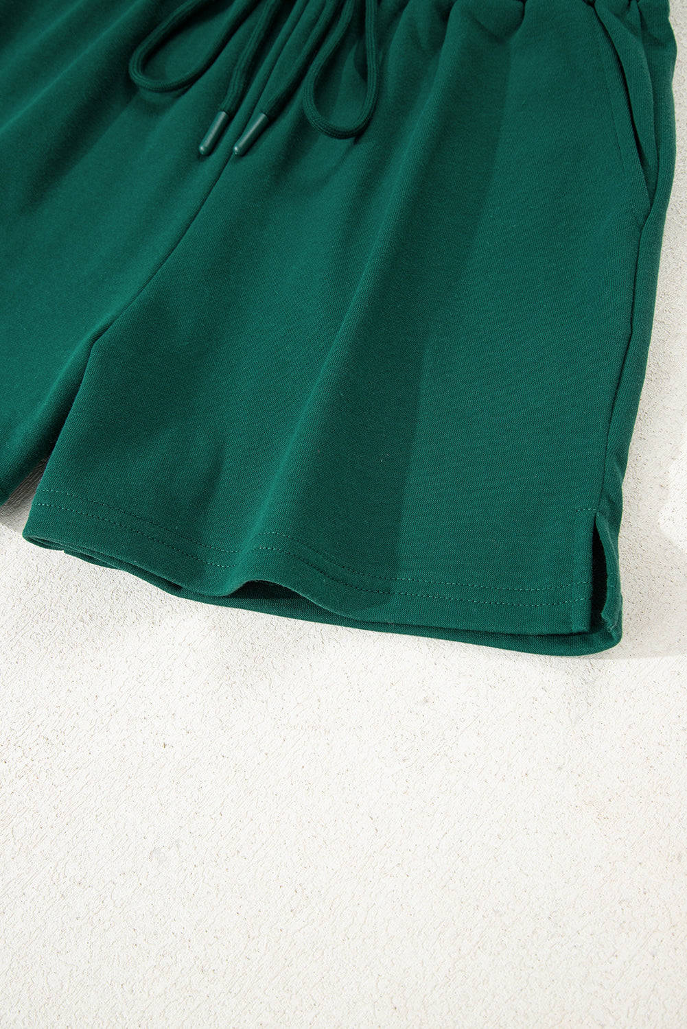 Evergreen Varsity Striped Sleeve Drop Shoulder Sweatshirt and Short Set 🇺🇲