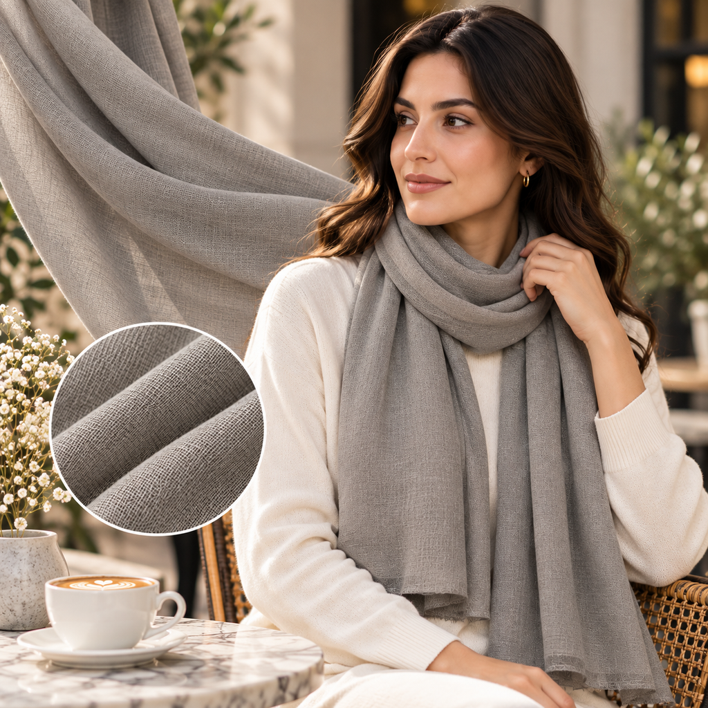 Taupe Grey Cotton Scarf – Soft, Comfortable Everyday Essential 🇬🇧