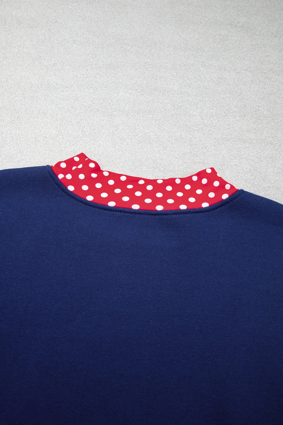 Red Polka Dot Patchwork Round Neck Plus Size Sweatshirt 🇺🇸