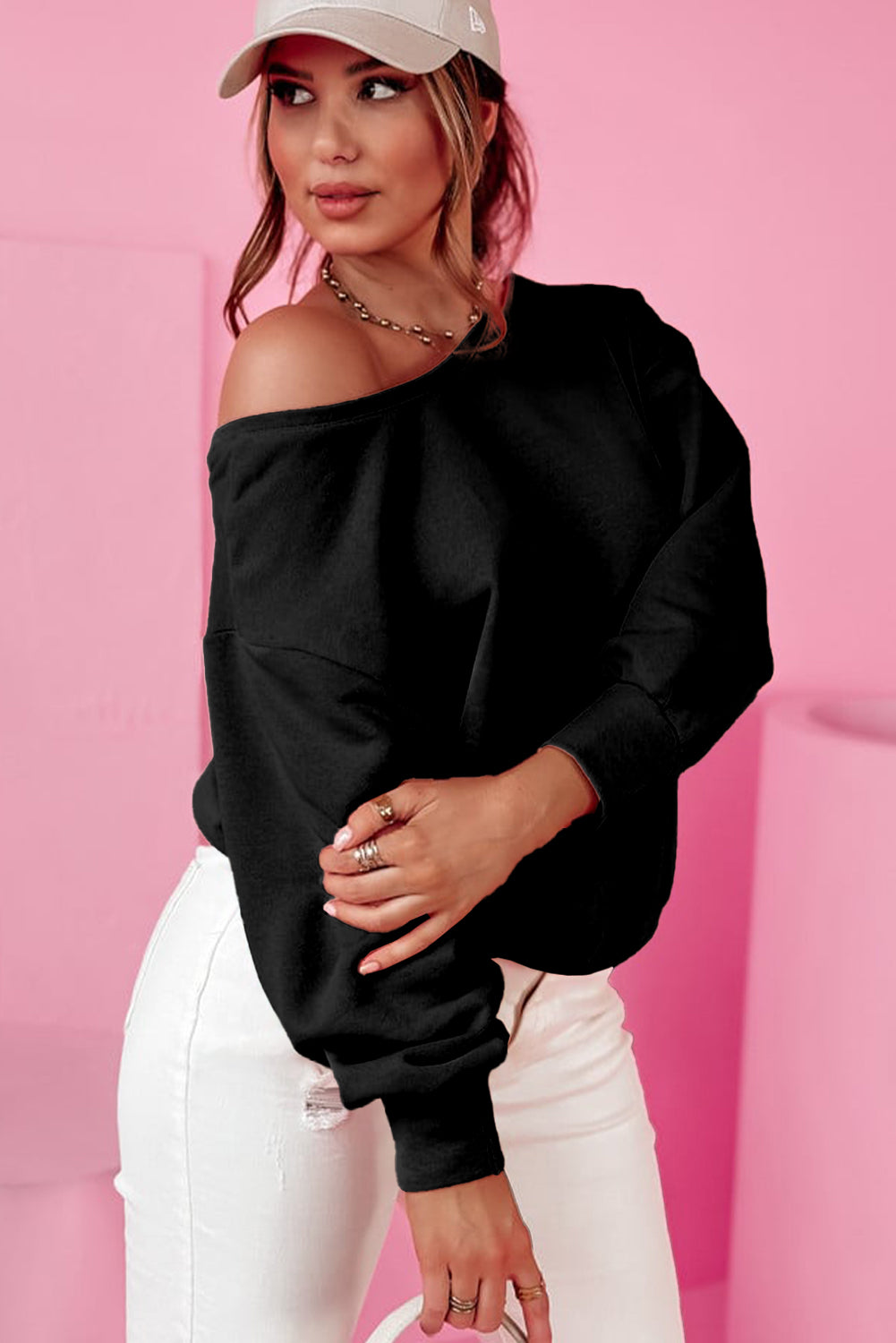 Black Bowknot Dewback Round Neck Sweatshirt 🇺🇸