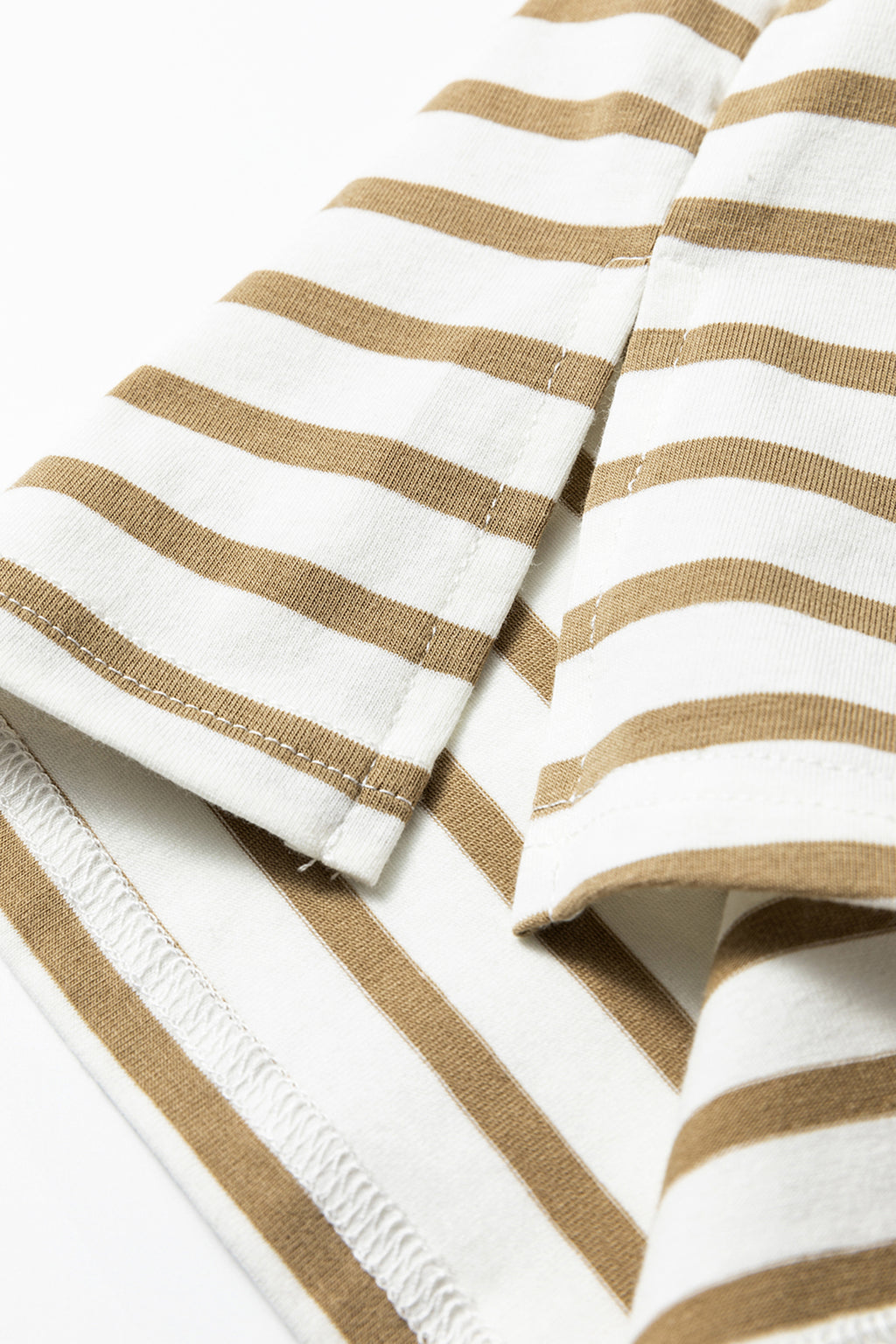 Khaki Stripe Leopard Patchwork Round Neck Loose T Shirt 🇺🇸