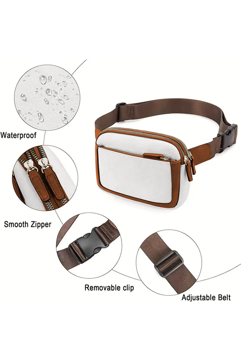 White Adjustable Strap Mini PU Leather Crossbody Bag 🇨🇳