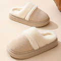 Fashion Warm Cotton Slippers For Women Leisure Thick Bottom Non-slip Plus-velvet House Shoes Winter Bedroom Floor Suede Slipper 🇨🇳