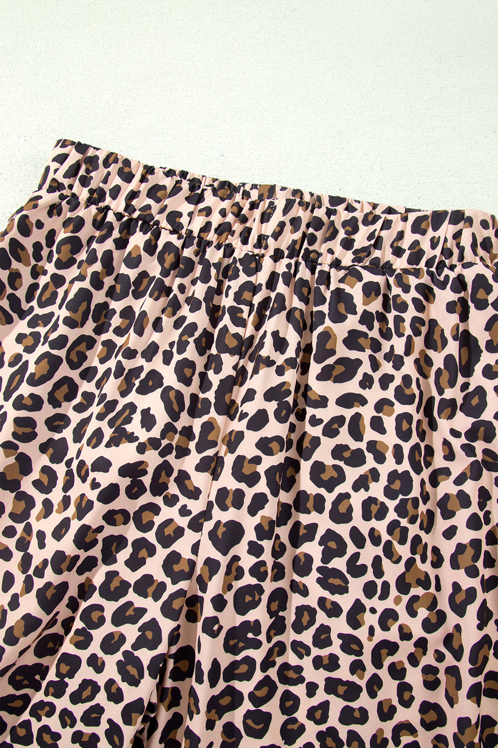 Beige Leopard Print Side Striped Detail Casual Wide Leg Pants 🇺🇸