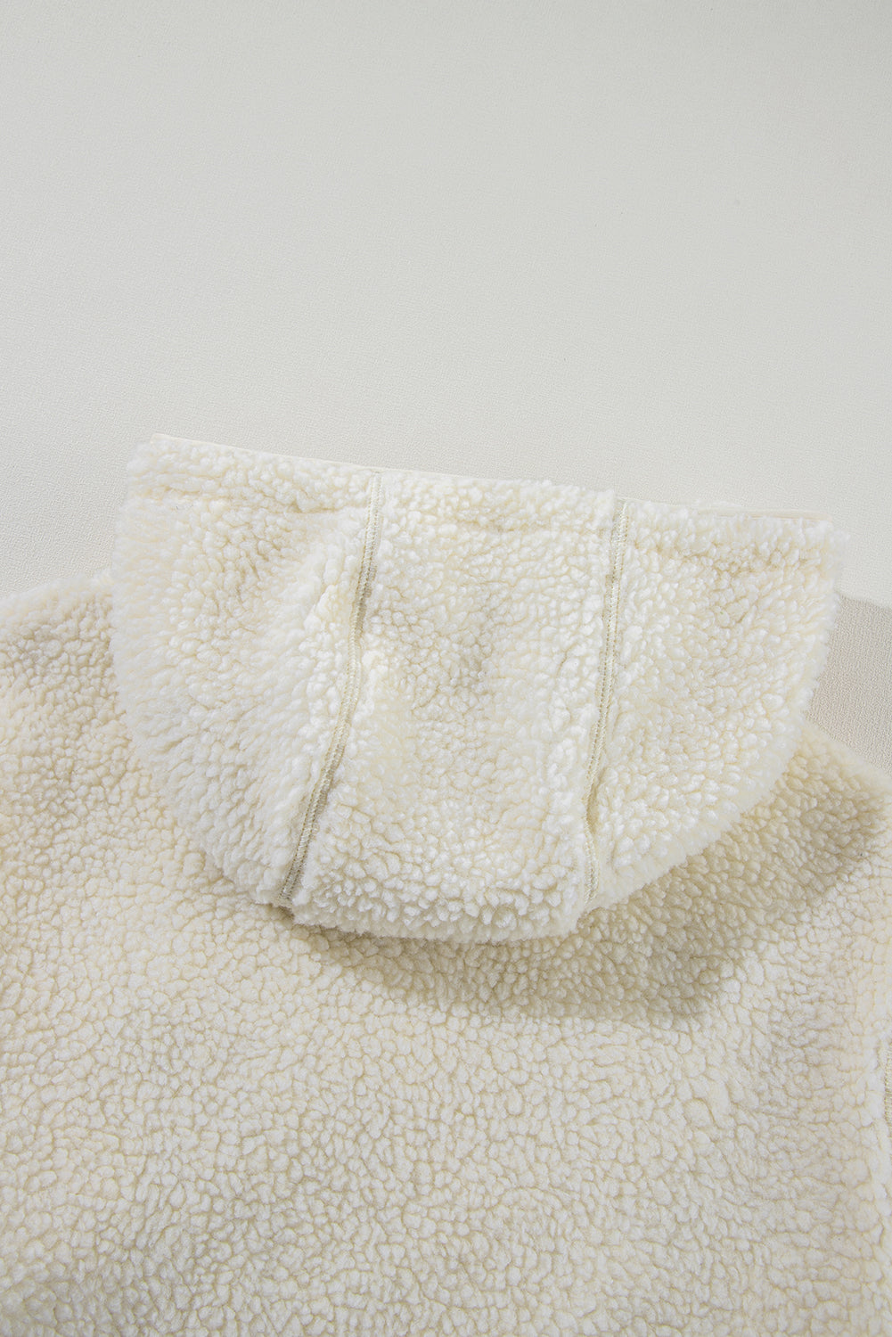 Beige Fleece Zip Up Drawstring Hooded Pocketed Jacket 🇺🇸