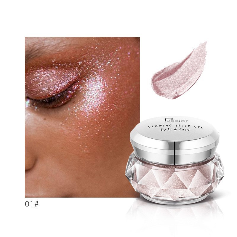 Face Highlighter Jelly Gel Mermaid Eyeshadow Glow Body Glitter Festival Makeup Iluminador Gold Liquid Highlighter Bronzer 🇨🇳