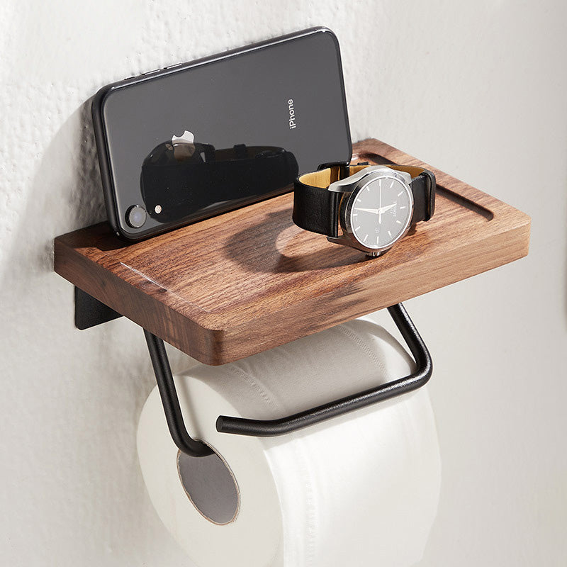 Toilet Paper Towel Holder Wall Mounted Black Walnut Toilet Roll Holder 🇨🇳