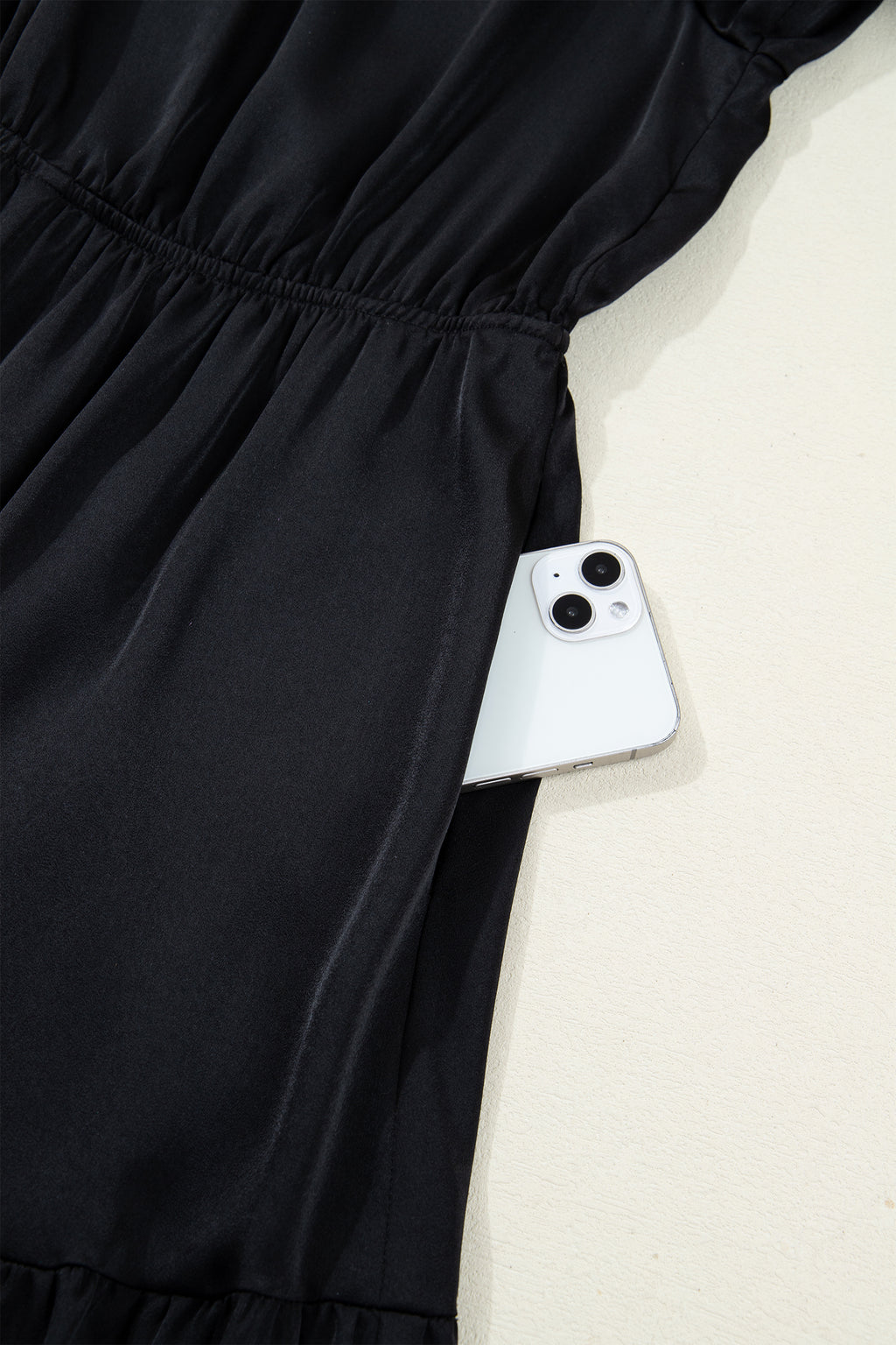 Black Flounced Bracelet Sleeve V Neck Tiered Maxi Dress 🇺🇸