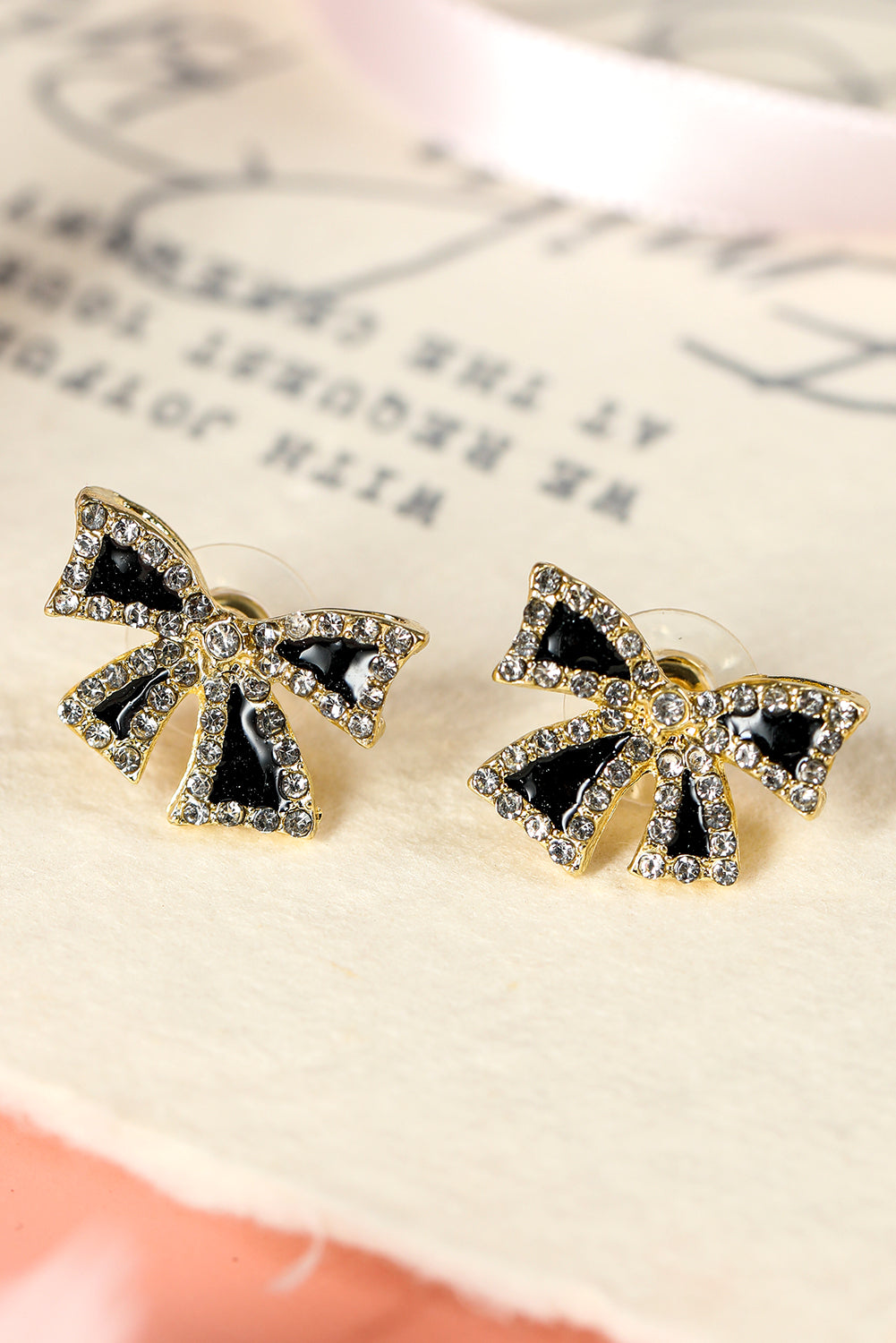 Black Rhinestone Bow Knot Stud Earrings 🇺🇸