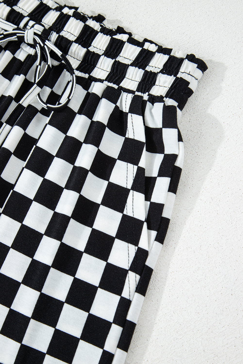 Black Checkered Print Long Sleeve Top and Pants Lounge Set 🇺🇸