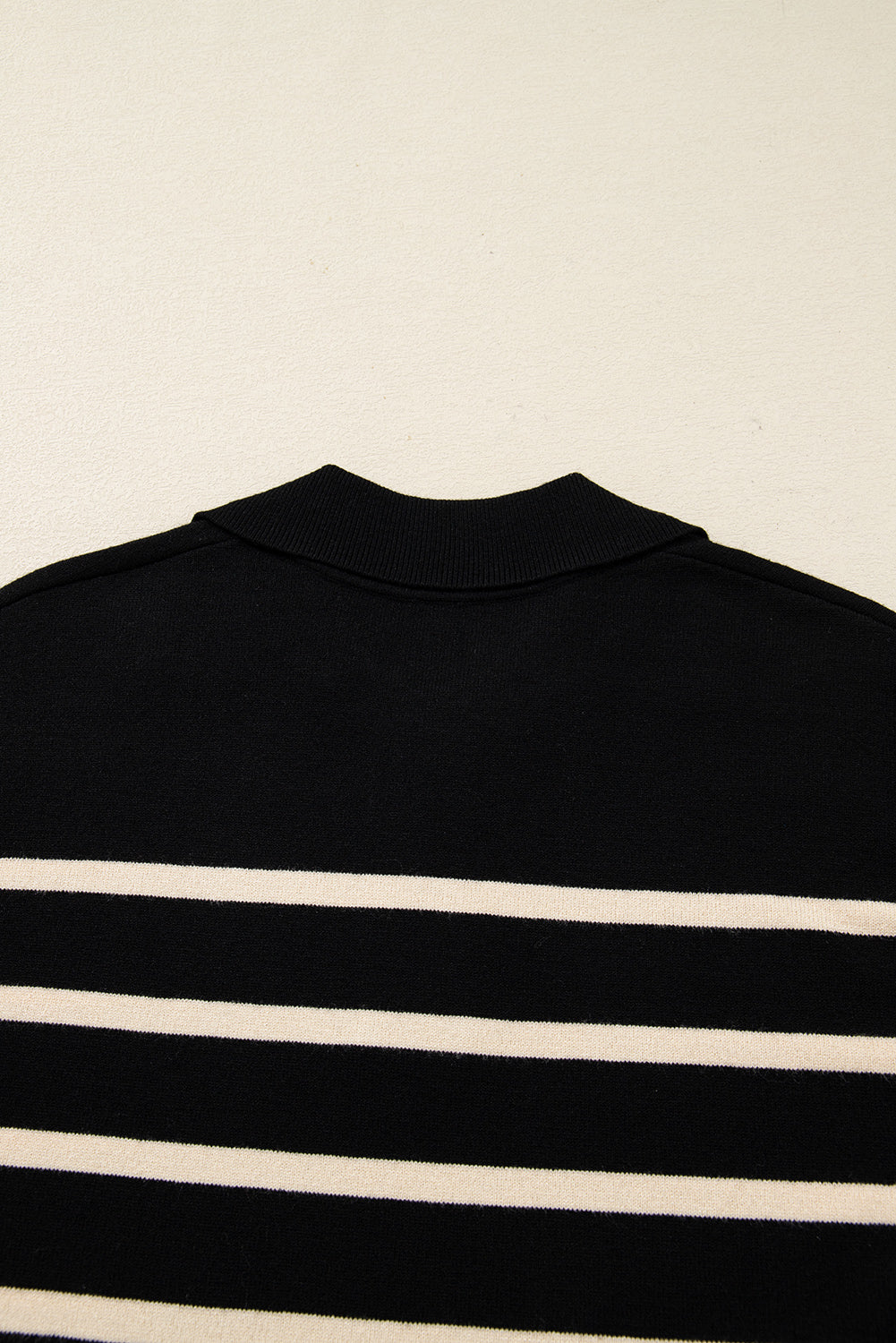 Black Stripe Polo Collar Puff Sleeve Sweater Mini Dress 🇺🇸