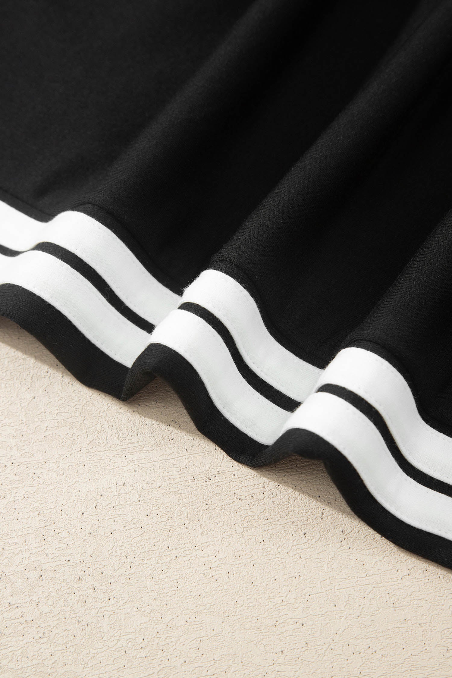 Black Varsity Striped Detail Loose Tee Jogger Pants 2pcs Outfit 🇺🇸