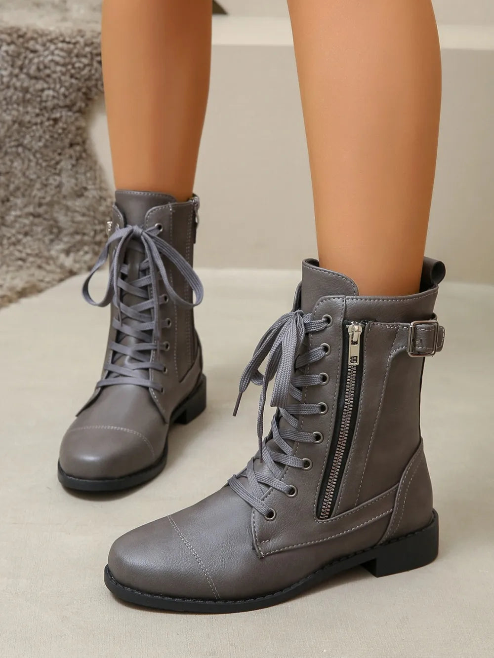 PU Leather Lace-Up Boots 🇨🇳