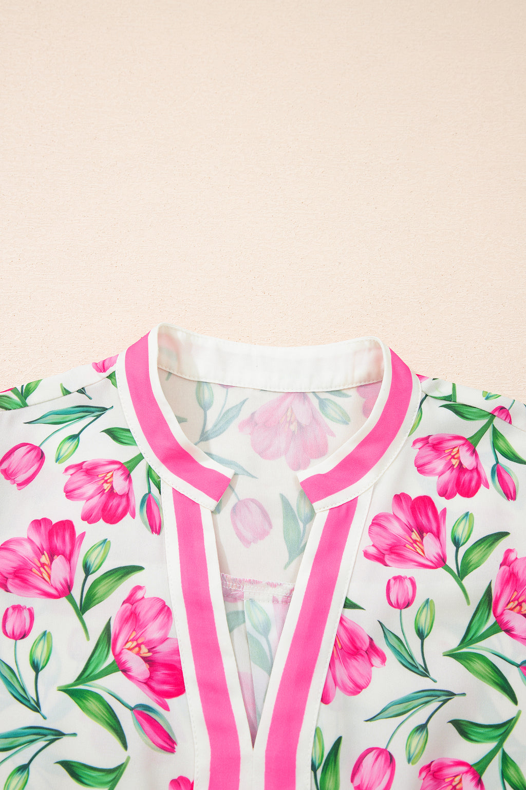 Multicolour Sweet Floral Print Striped Color Block Trim Short Dress 🇺🇸