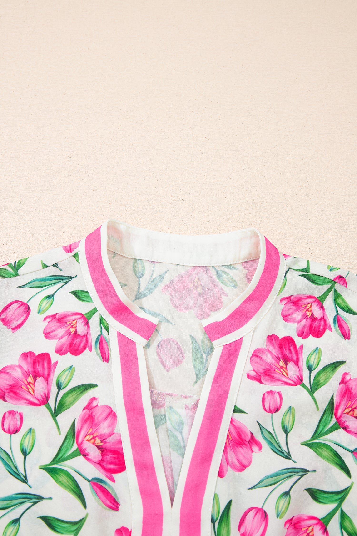 Multicolour Sweet Floral Print Striped Color Block Trim Short Dress 🇺🇸