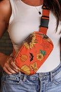 Orange Pumpkin Sunflower Halloween Graphic Crossbody Bag 🇺🇸