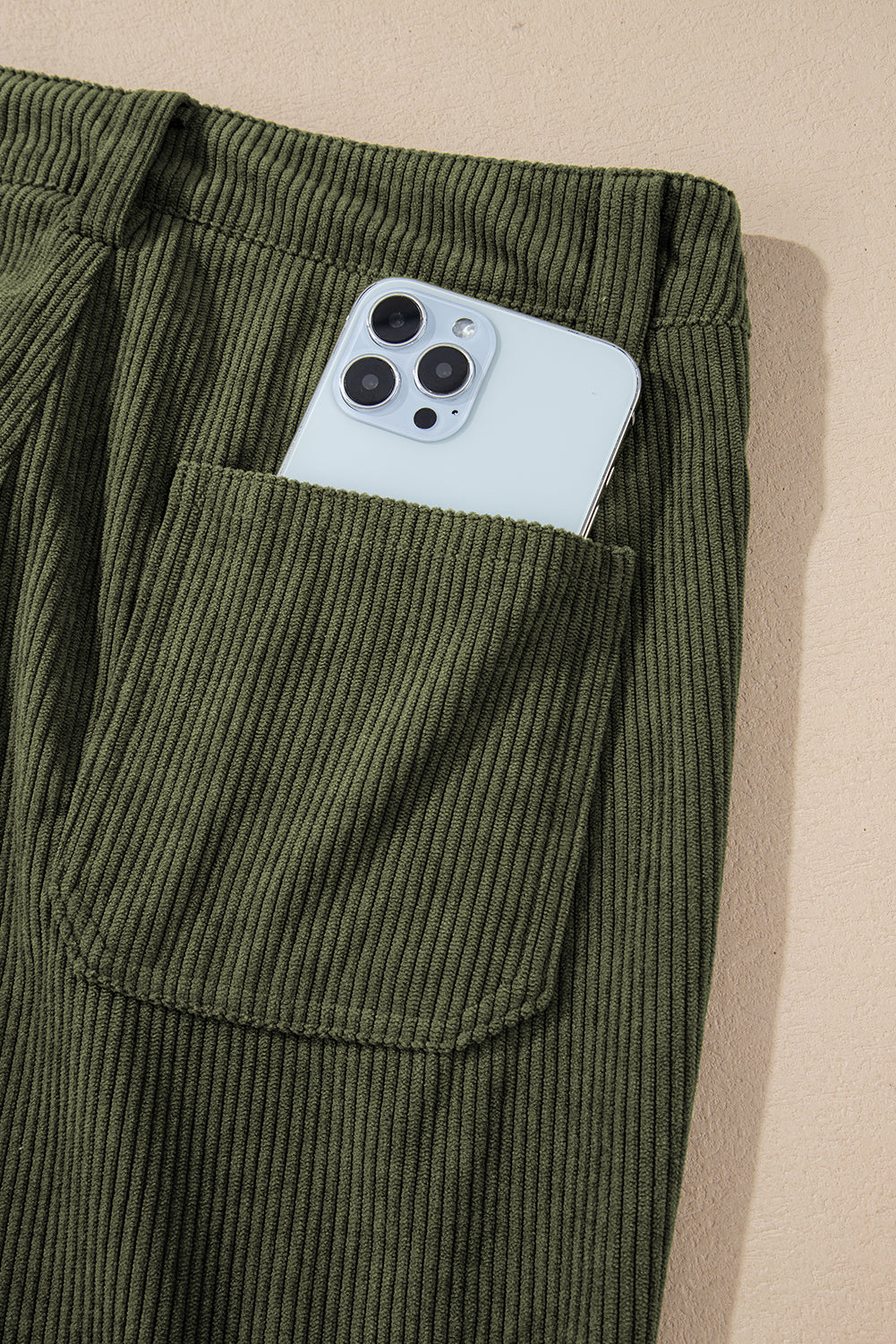 Green High Waist Square Pockets Corduroy Pants 🇺🇸