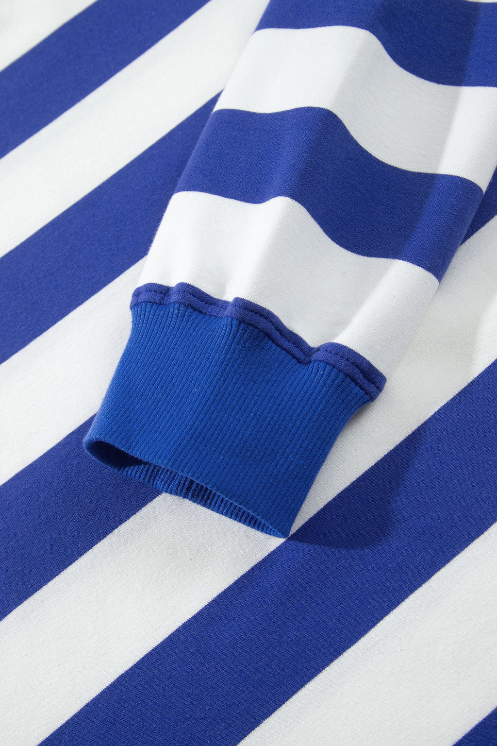 Blue Stripe Colorblock Mock Neck Relaxed Sweatshirt 🇺🇸