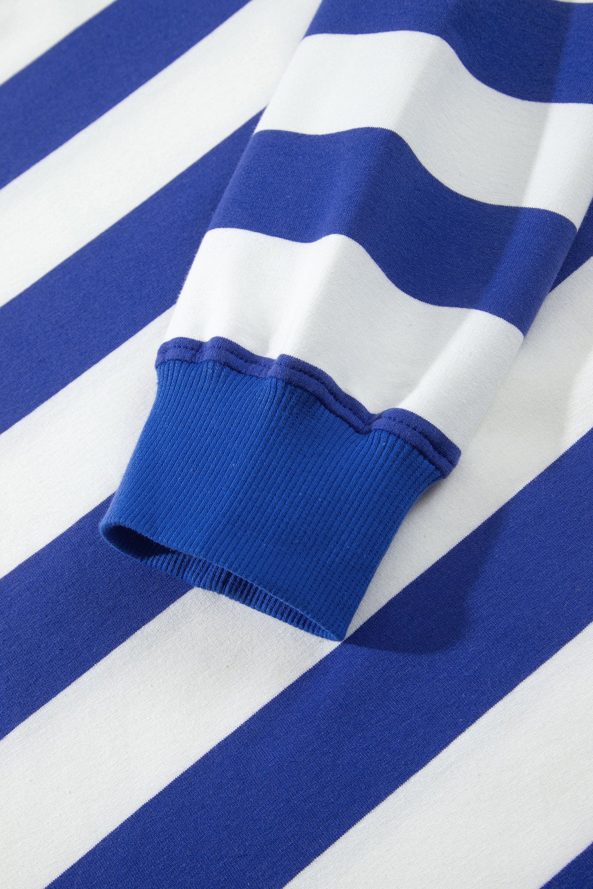 Blue Stripe Colorblock Mock Neck Relaxed Sweatshirt 🇺🇸