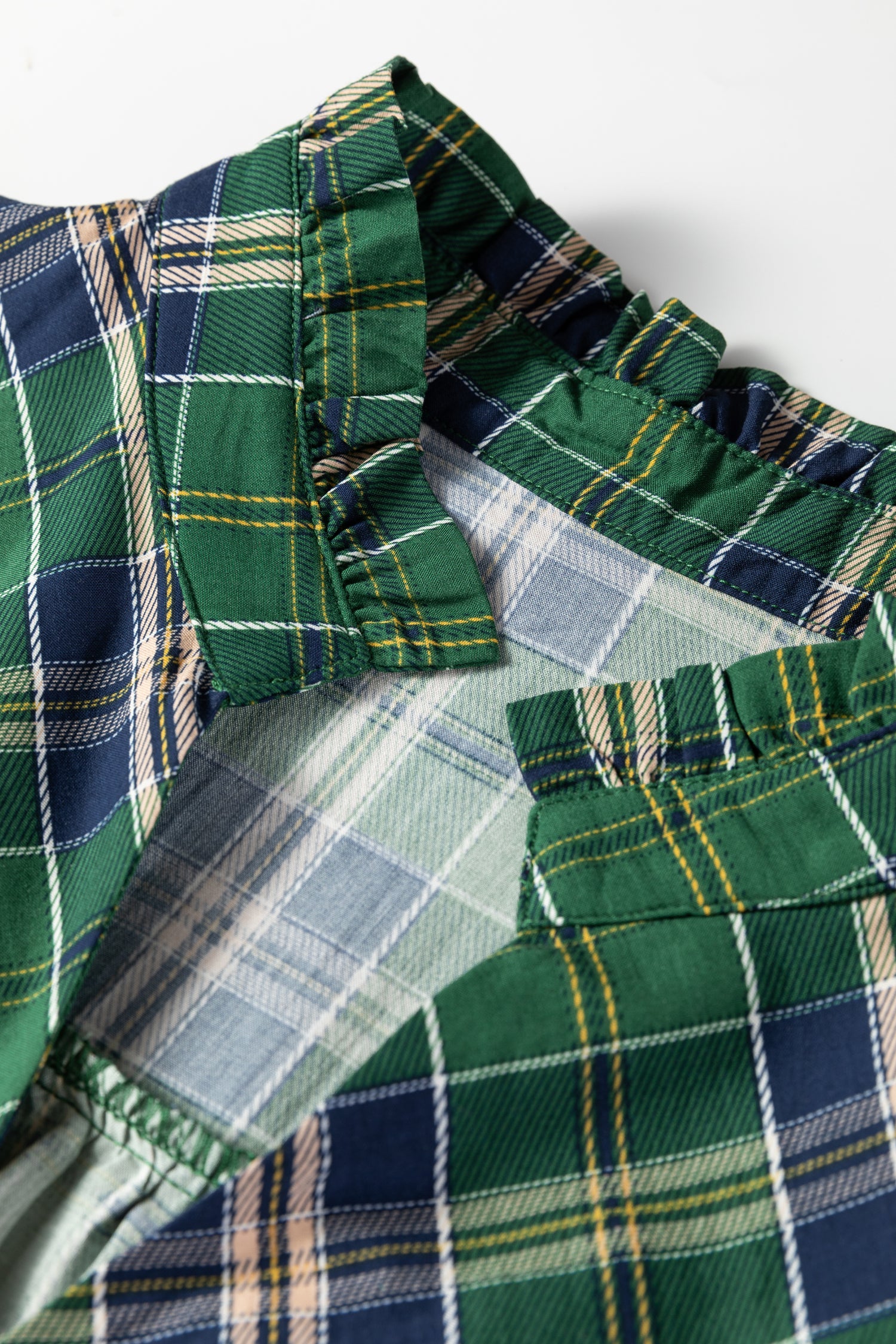 Green Plus Size Plaid Long Sleeve Notched Neck Shift Mini Dress 🇺🇸