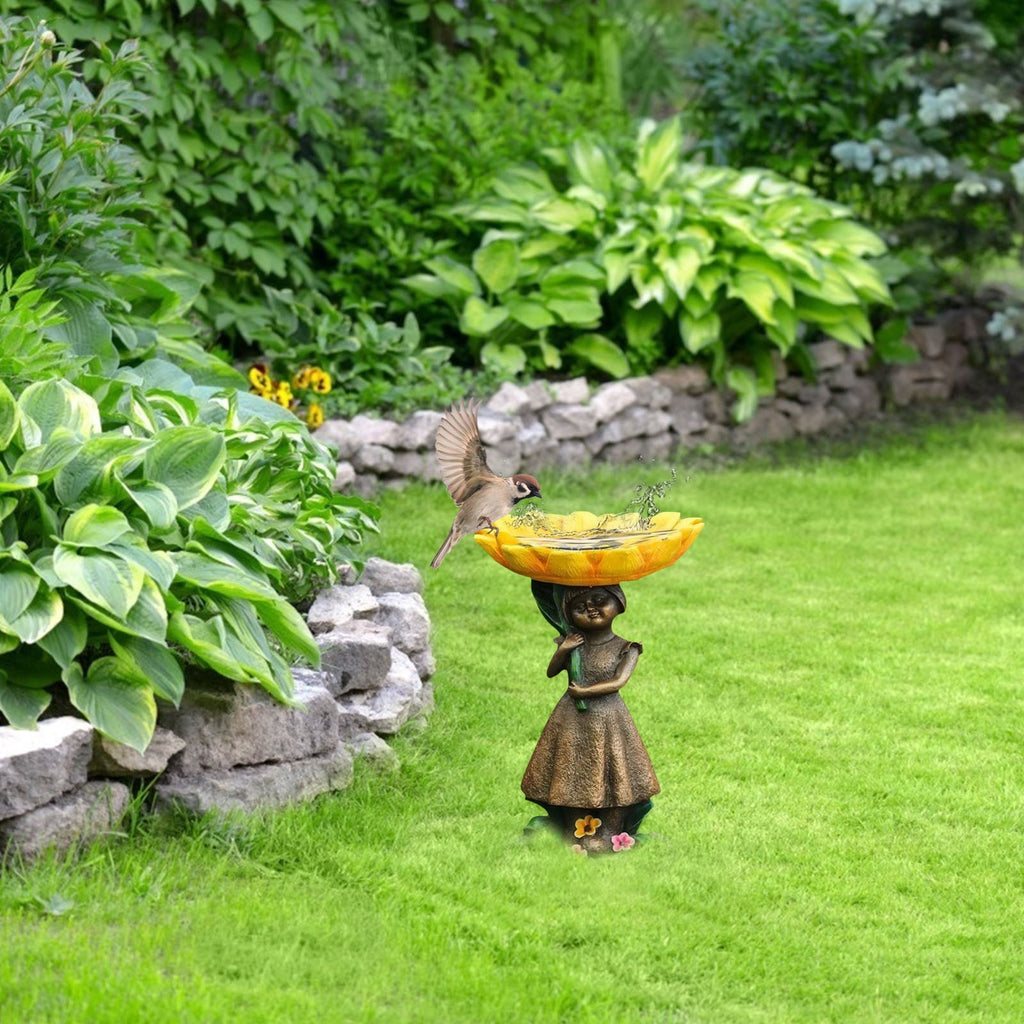 Resin Sunflower Bird Bath Ornament Garden Garden Gnome Crafts 🇨🇳