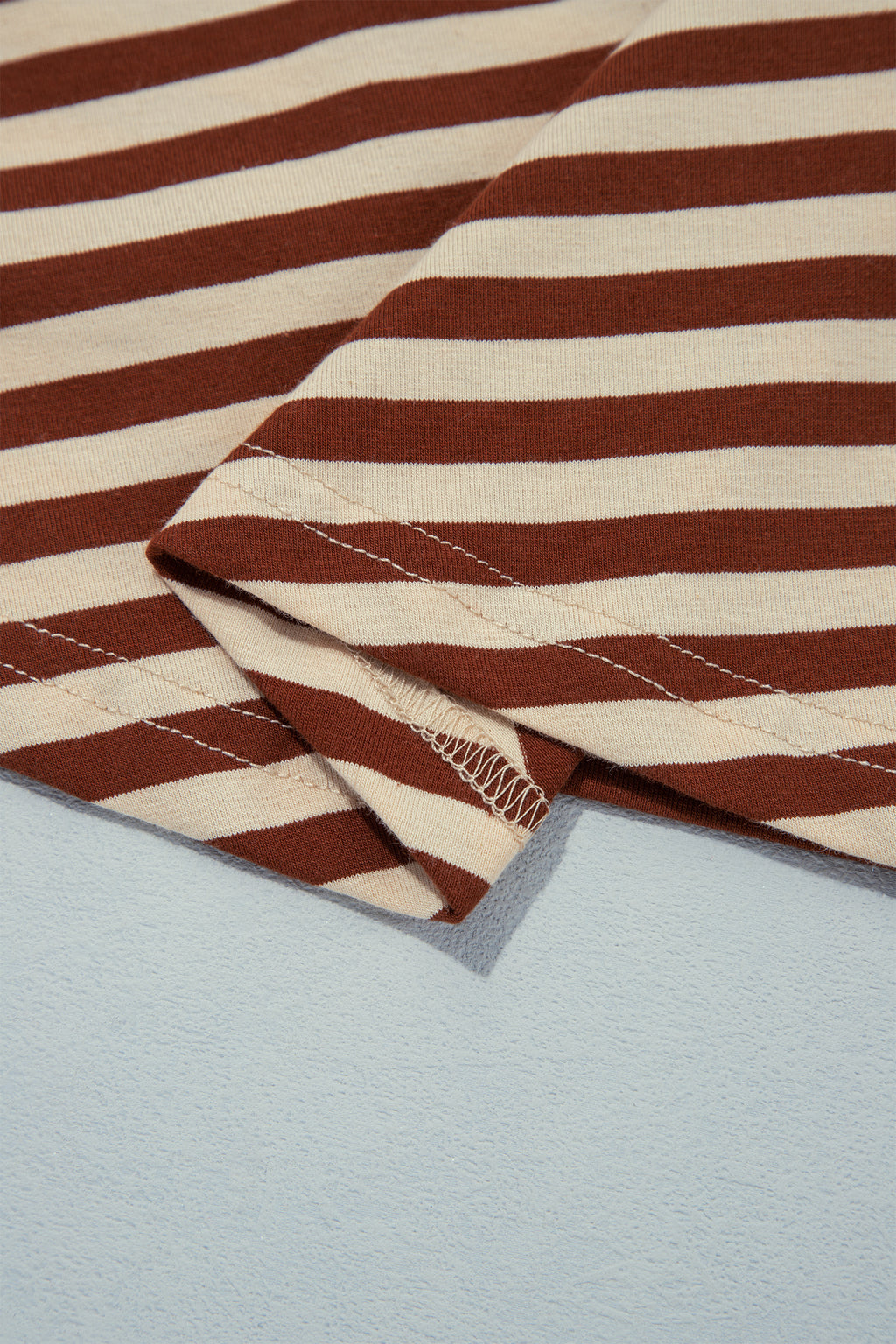 Brown Stripe Striped Colorblock Cuffs Round Neck Long Sleeve Shift Dress 🇺🇸
