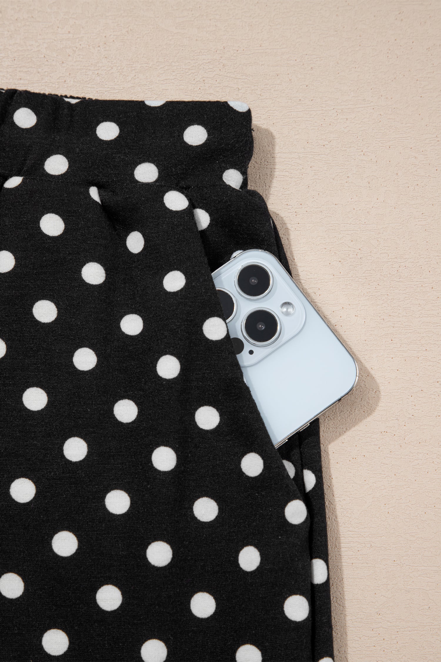 Black Polka Dot Drawstring Casual Mini Skort 🇺🇸