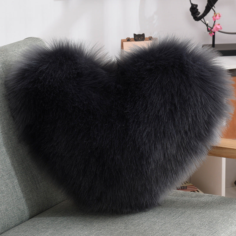 Throw Pillows Heart Shape Long Plush Fluffy Shaggy Cushion Cover 🇨🇳
