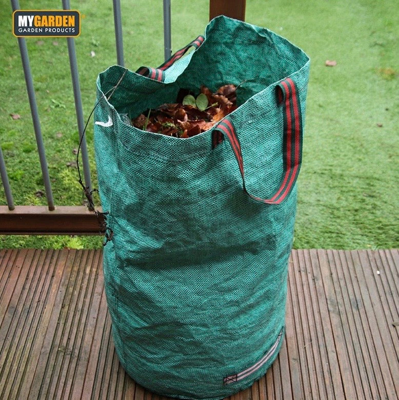 Large Garden Waste Bags with Zipper Leaf Waste Sacks with Handles Foldable and Reusable Green - 300 L 🇬🇧