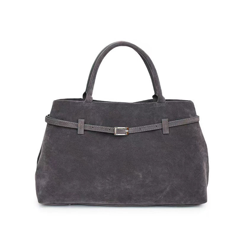 2025 Hot Sale Decorative Design Solid Faux Suede Handbag Large Capacity Casual Tote Bags For Women Tote Design Portable Shoulder Bag 🇨🇳