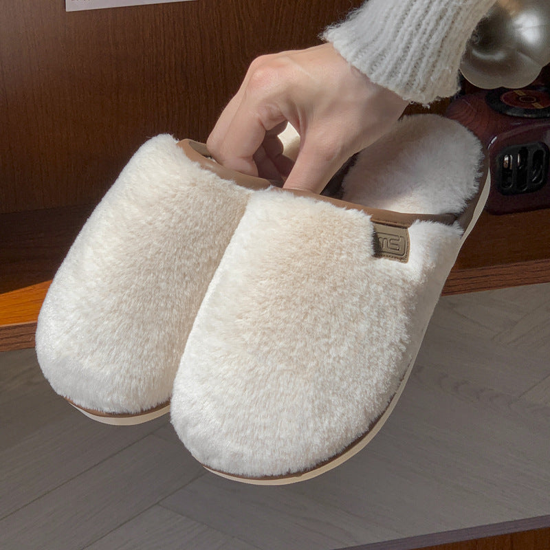 Winter Plush Slippers Warm Solid House Shoes Non-slip Bedroom Floor Home Slipper For Women Men 🇨🇳