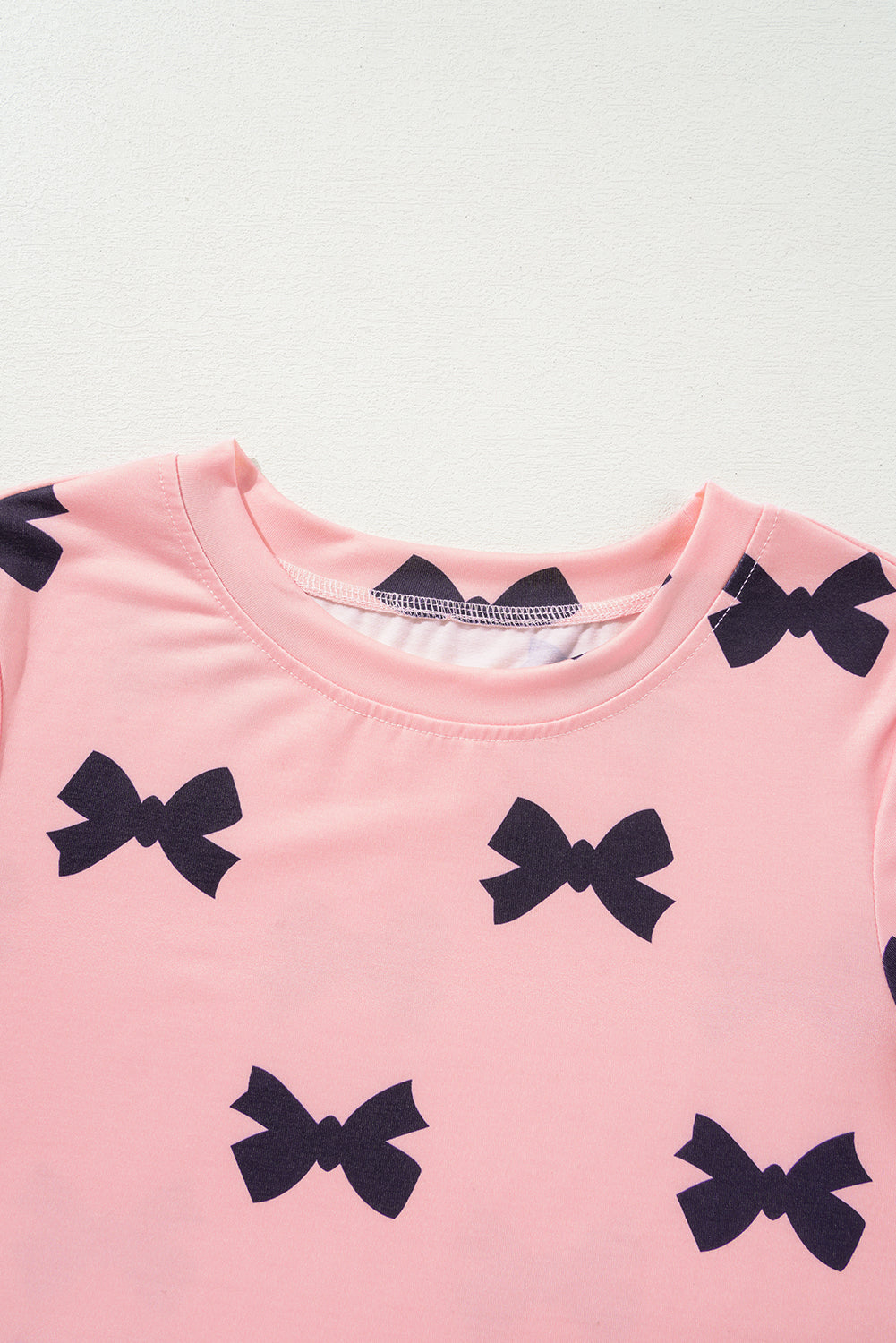 Pink Bow Printed Short 2pcs Lounge Set 🇨🇳