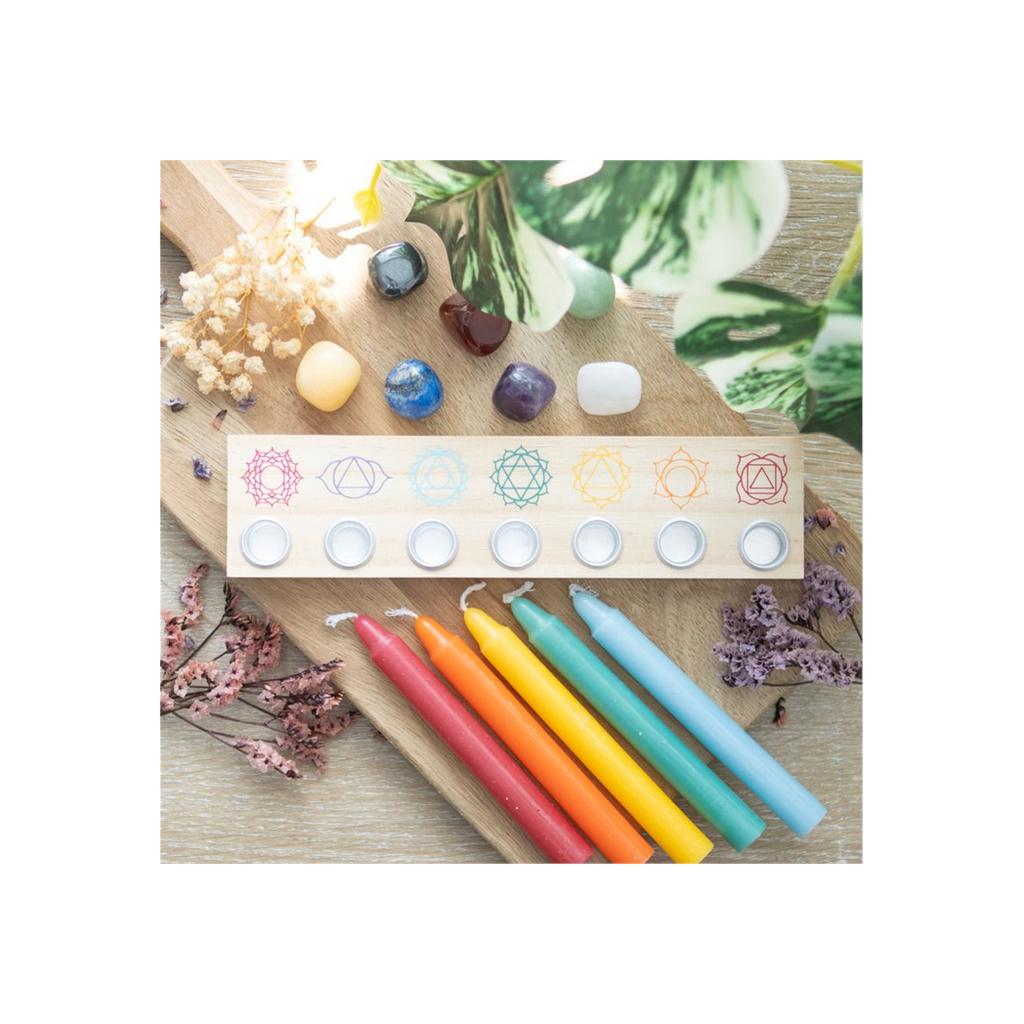 Seven Chakras Wooden Energy Candle Holder 🇬🇧