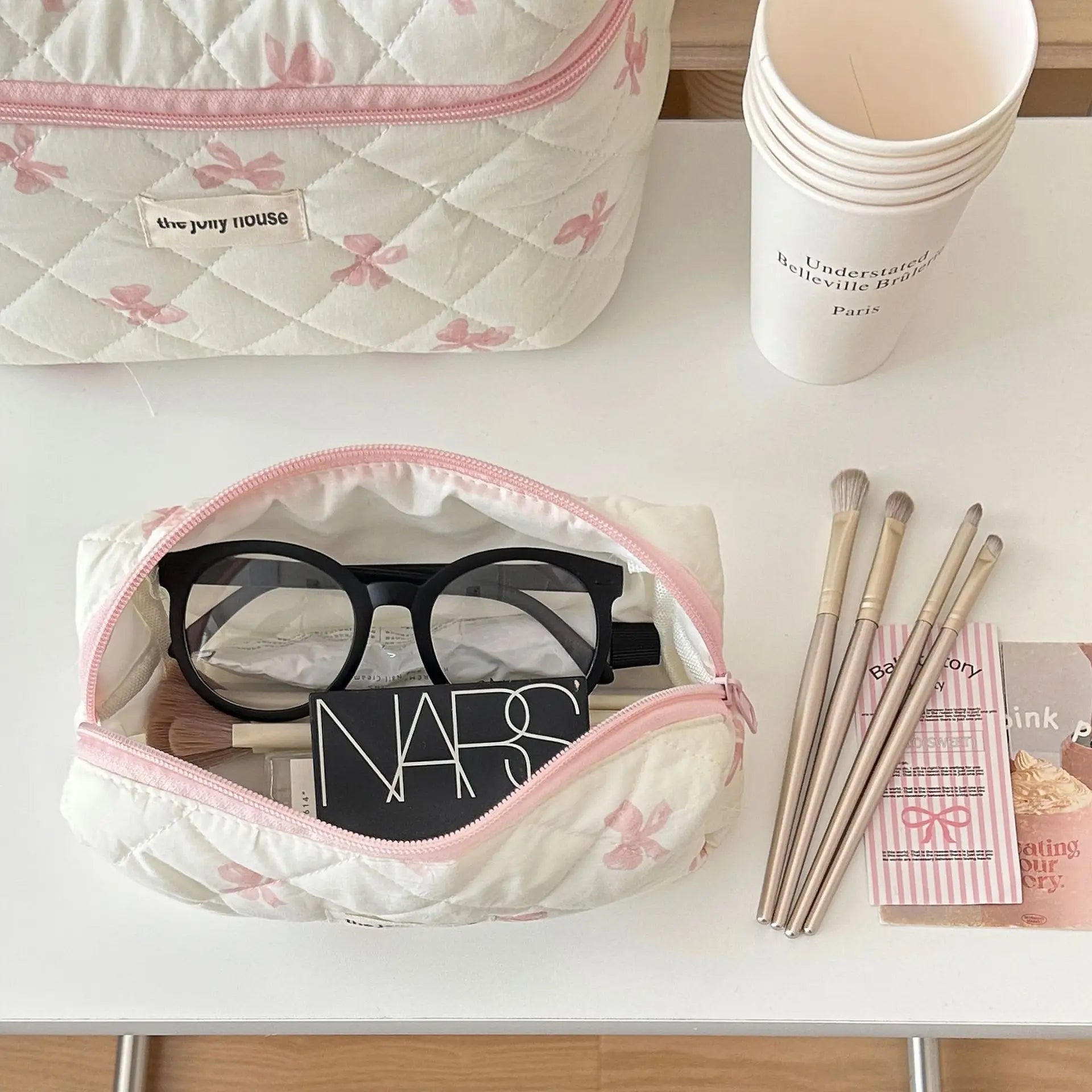 Cute Bow Flower Quilting Cotton Makeup Bag 🇨🇳