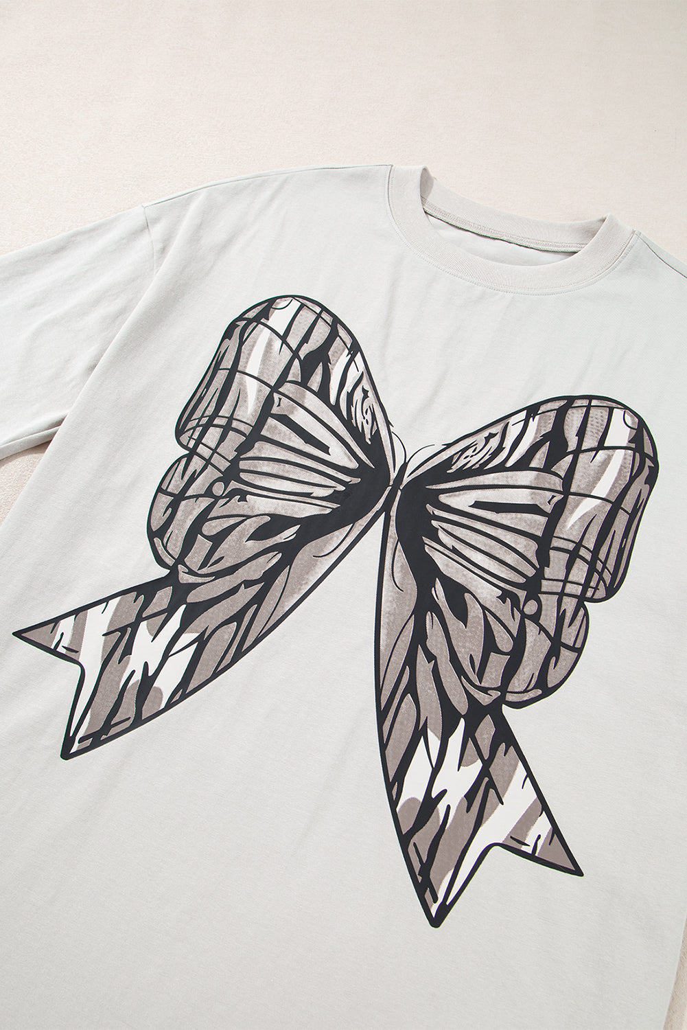 Casual Oversize Big Bow Printed Drop Shoulder Tunic Casual Tee 🇺🇲