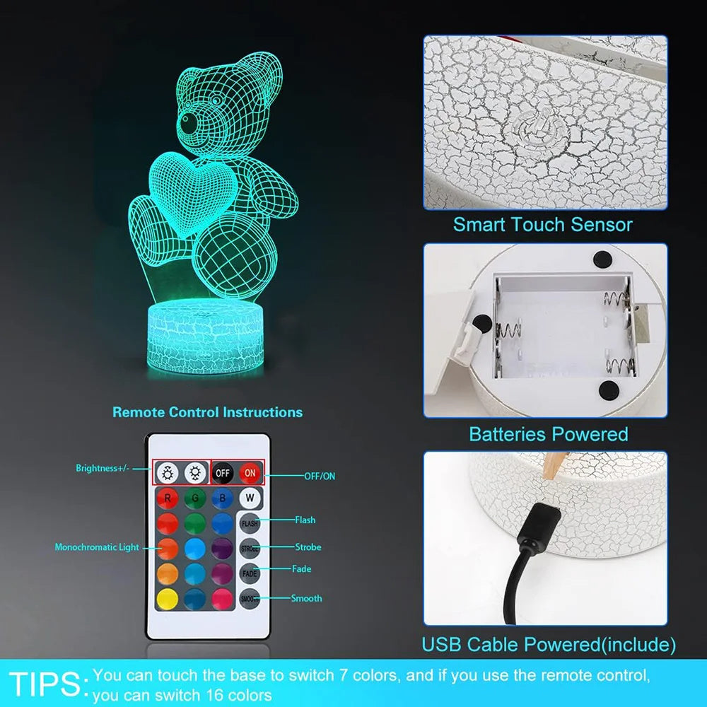 3D Lamp Acrylic USB LED Night Lights Neon Sign Lamp  🇨🇳