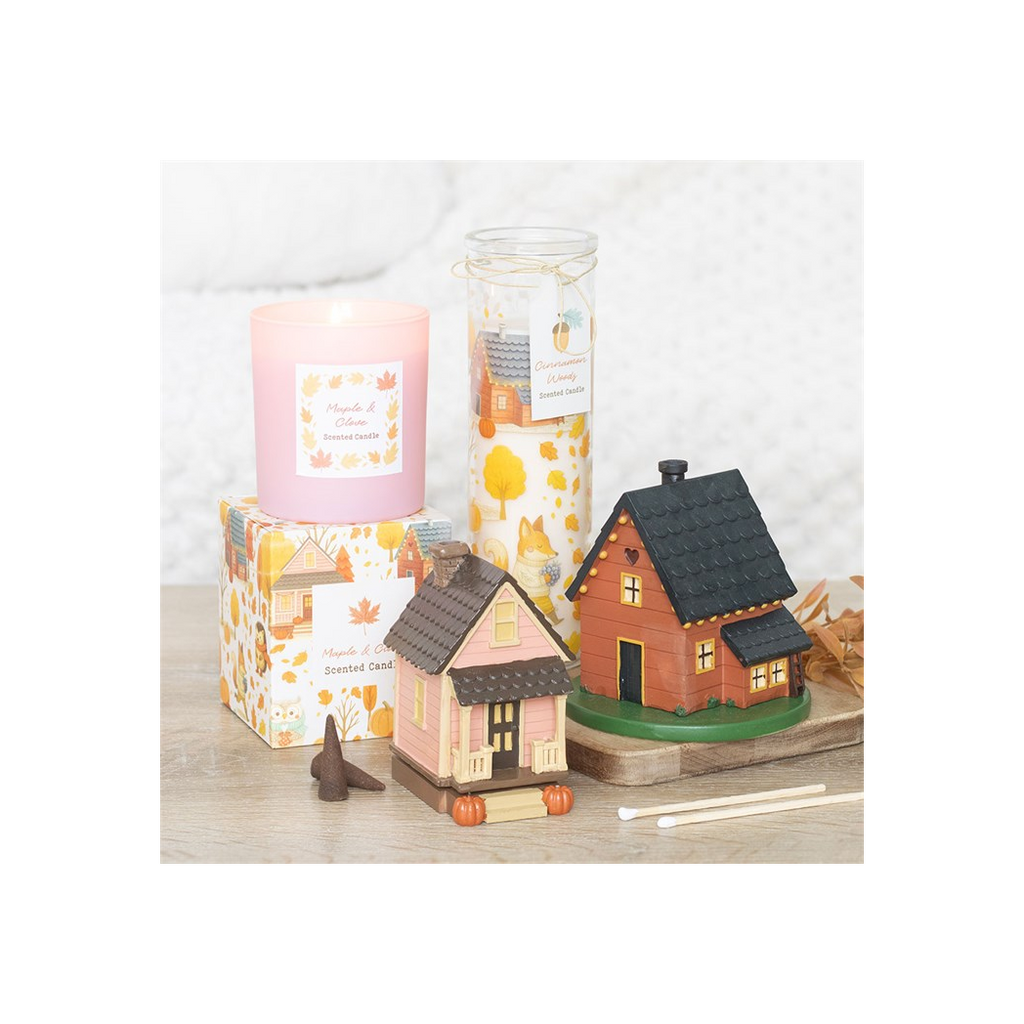 Pink House Incense Cone Burner with Pumpkins 🇬🇧