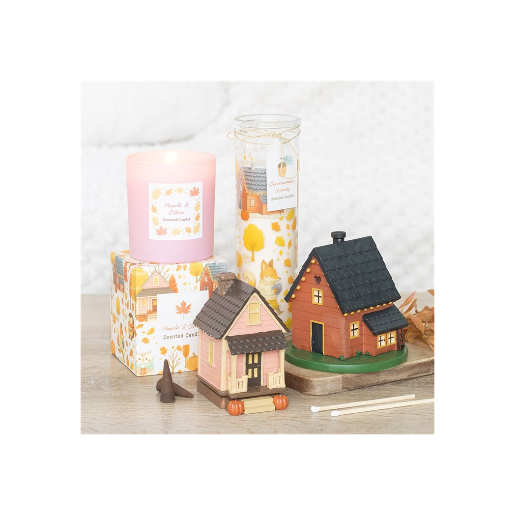 Pink House Incense Cone Burner with Pumpkins 🇬🇧