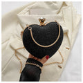 Evening Clutch Bag Women Bag Shiny Handbag Heart Shape Metal Clutches Bag Fashion Chain Shoulder Crossbody Bag Luxury Lady Purse Valentines Day Outfit 🇨🇳